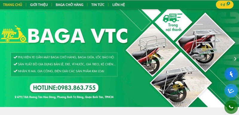 giao diện website baga vtc